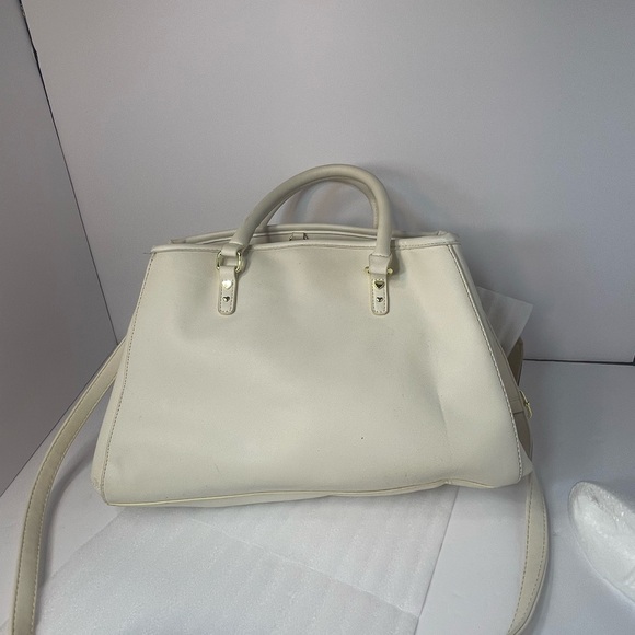 Betsey Johnson Cream Satchel with Gold Heart Accents - Picture 7 of 16